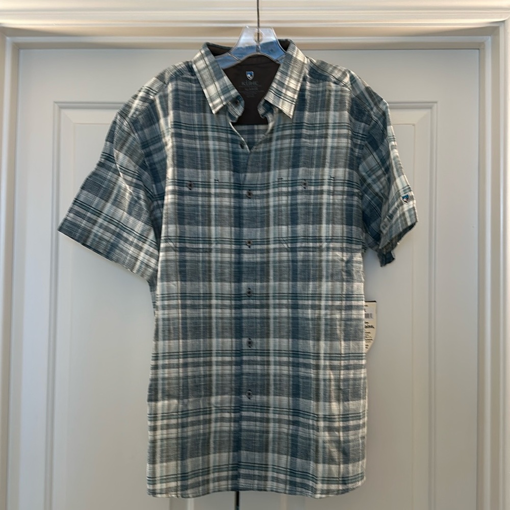 Kuhl plaid short sleeve button up shirt. Men's XL. NWT